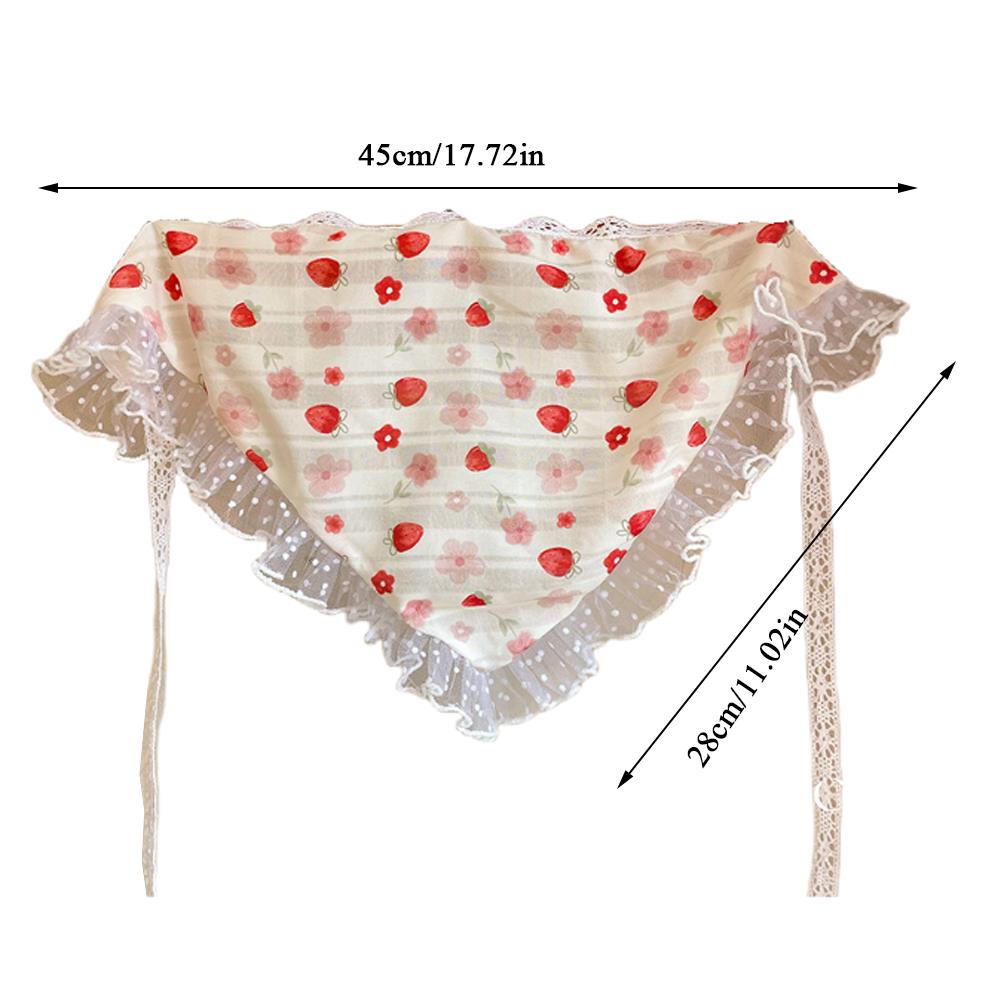 Sweet Floral Lace Hair Scarf Wraps Women Triangle Headscarf Thin Breathable Ribbon Retro Hair Accessories Headwear Turban Scarf
