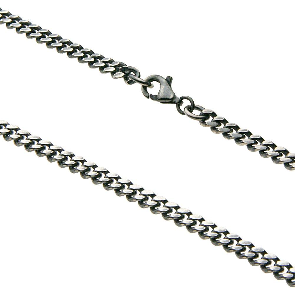 

[Cenote] 4mm Wide Silver Curb Chain with Smoked Finish [Silver Accessory] c0004 45cm