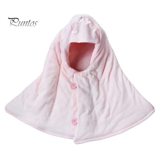 Windproof Winter Gear Cotton Sleep Hood Cap, Warm Head Neck And Shoulder Sleeping Cozy Wrap Adjustable Snap Buttons Soft Breathable Thermal
