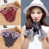 Women Winter Gloves Faux Rabbit Fur PU Leather Touch Screen Mittens Lady Female Outdoor Driving Warm Gloves