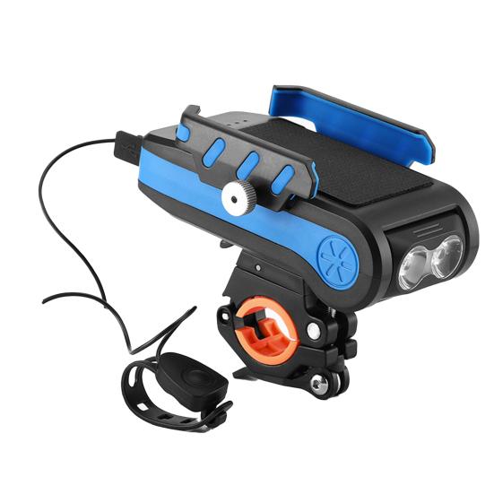 4-in-1 Bicycle Headlight Riding Lamp Light Phone Holder Horn Charging Power Bank