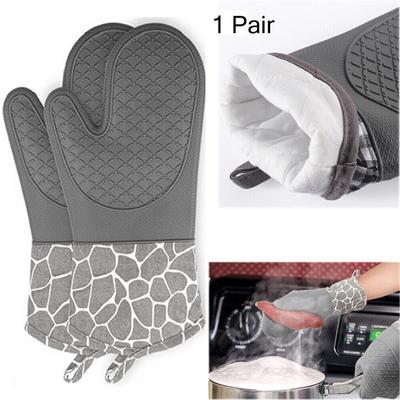 1 Pair Silicone Oven Gloves Aterproof Heat Resistant Non-Slip Mitts Cooking BBQ