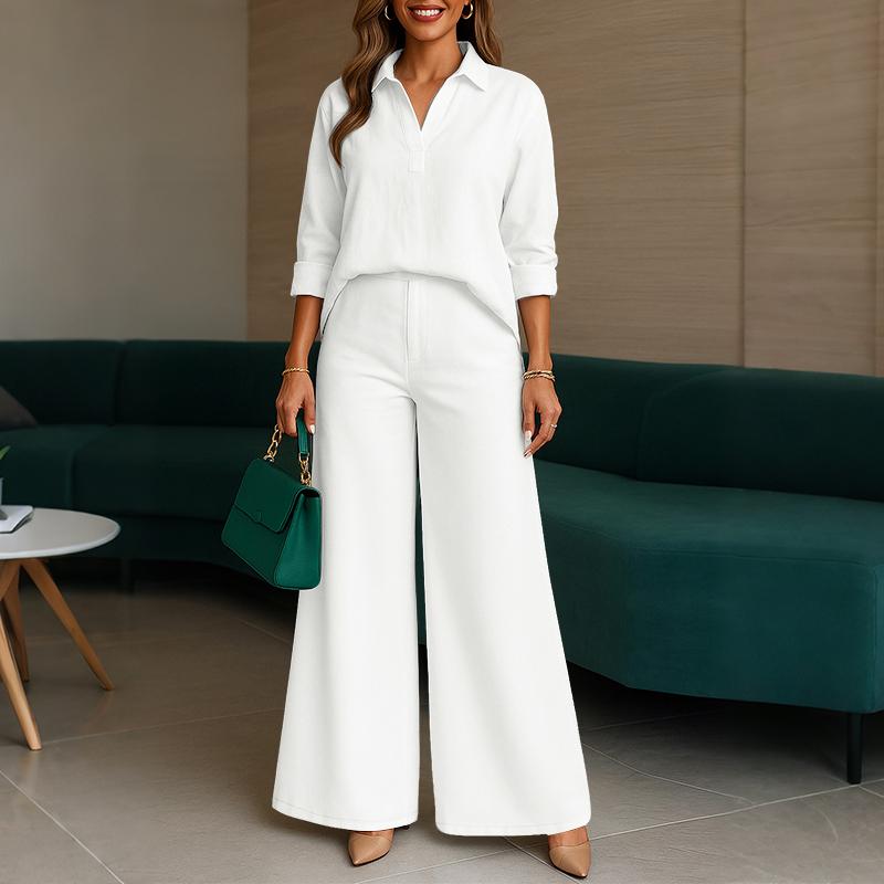 

ZANZEA Женская блузка с длинным рукавом и брюки повседневный комплект из двух частей XL