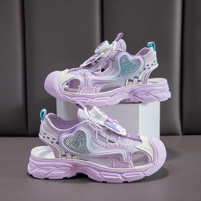 

Children Princess Closed Toe Sandals Summer Sports Beach Shoes for Girls Toddler Kids Breathable Soft Sole size 37 фіолетовий