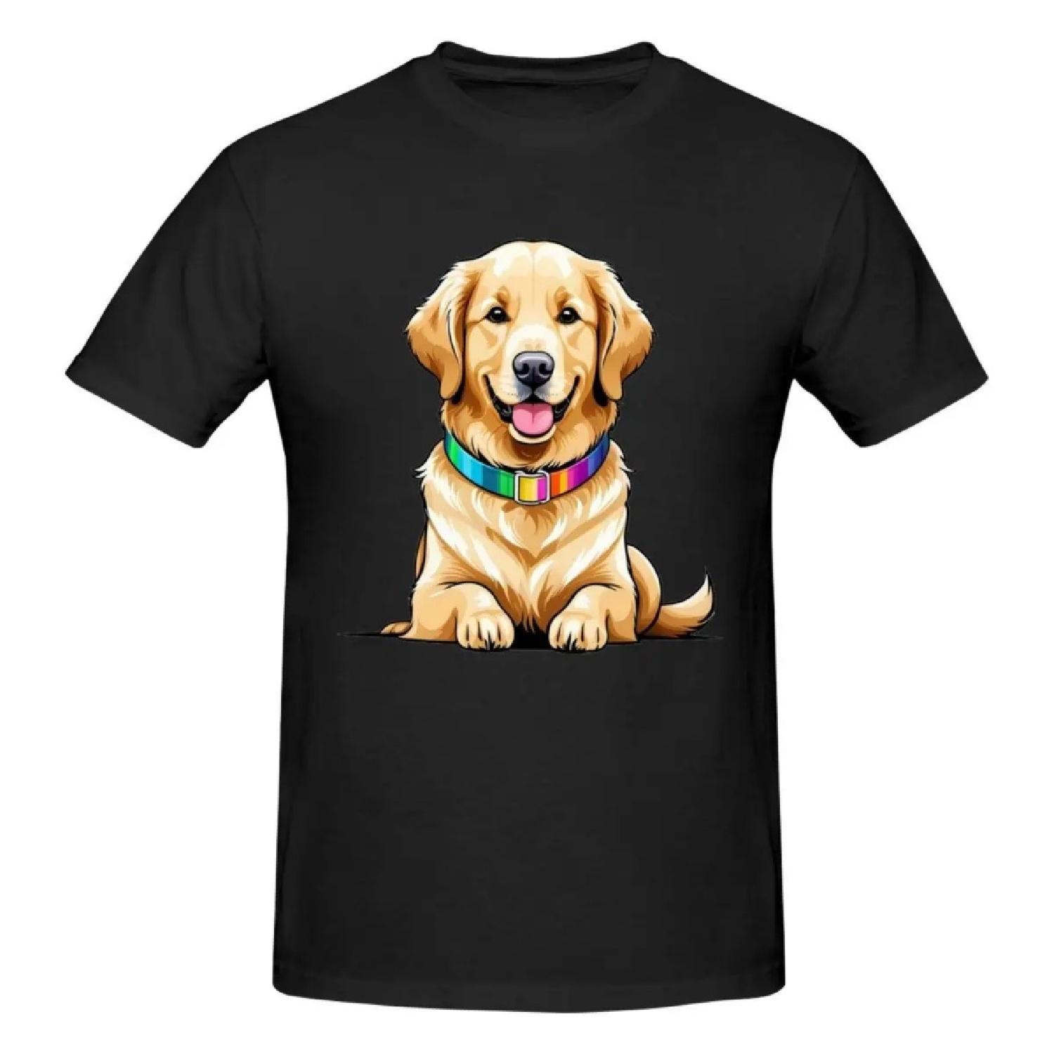 

Golden Retriever T-Shirt for Men Cotton Plus Size T Shirts Men s Short Sleeve Round Neck Summer Clothes Tops S-6XL XXXXXL чорний