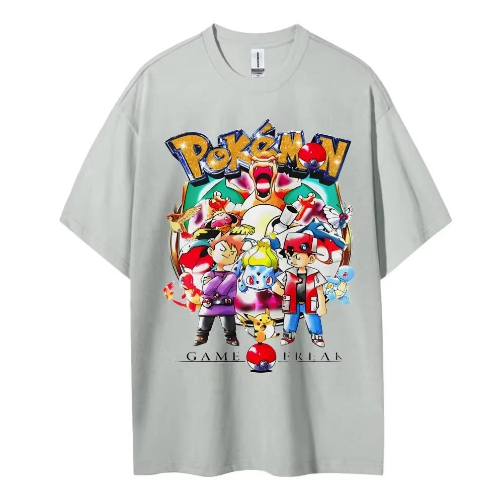 2026 Pokemon T-shirt Unisex's Pure Cotton Casual Round Neck T-shirt Short Sleeve Clothing Summer Sports Casual Short Sleeve