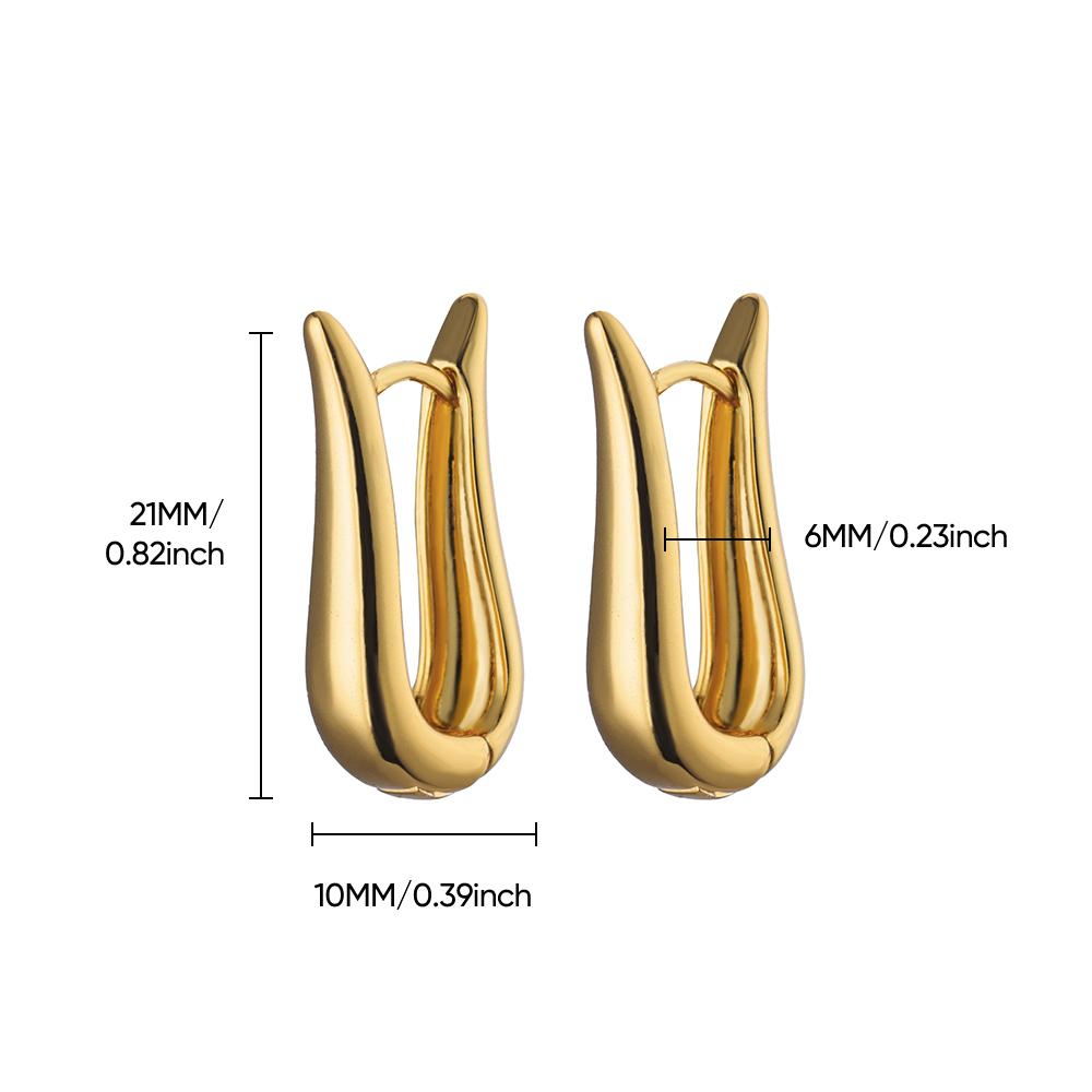 Chunky Geometric Hoop Earrings For Women Gold Color Stainless Steel U-Shape Earring Wedding Party Jewelry Christmas Gift