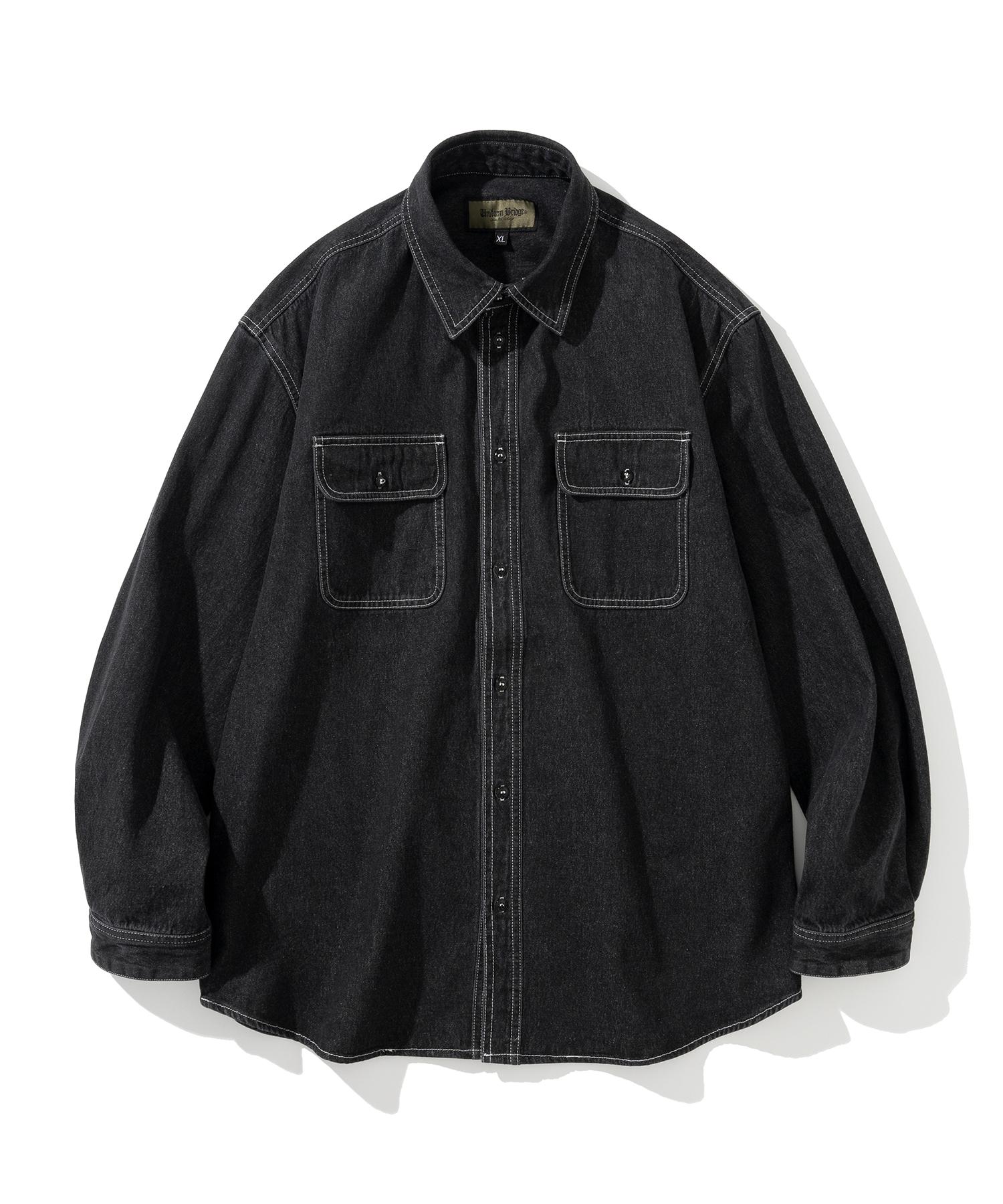 Uniform Bridge Denim Pocket Shirt 9.5Oz Black Washed M