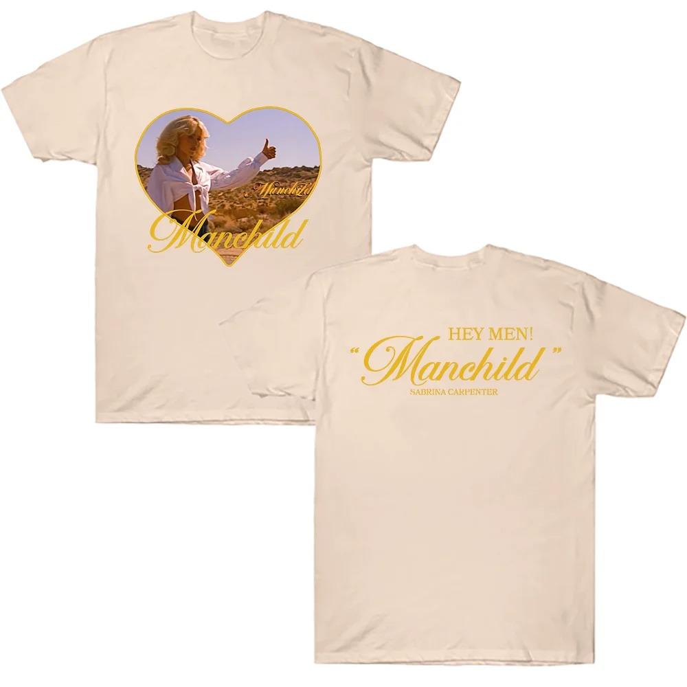 Sabrina Carpenter Manchild Okładka Nowego Albumu Plakat Graficzny Nadruk Koszulka Męska Damska Luźna Codzienna Bawełniana Z Okrągłym Dekoltem Top Oversize Tee