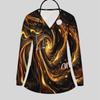 Women Plus Size Teal Black Gold Marble Printed Nurse Scrub Top V Neck Long Sleeve With Front Pockets