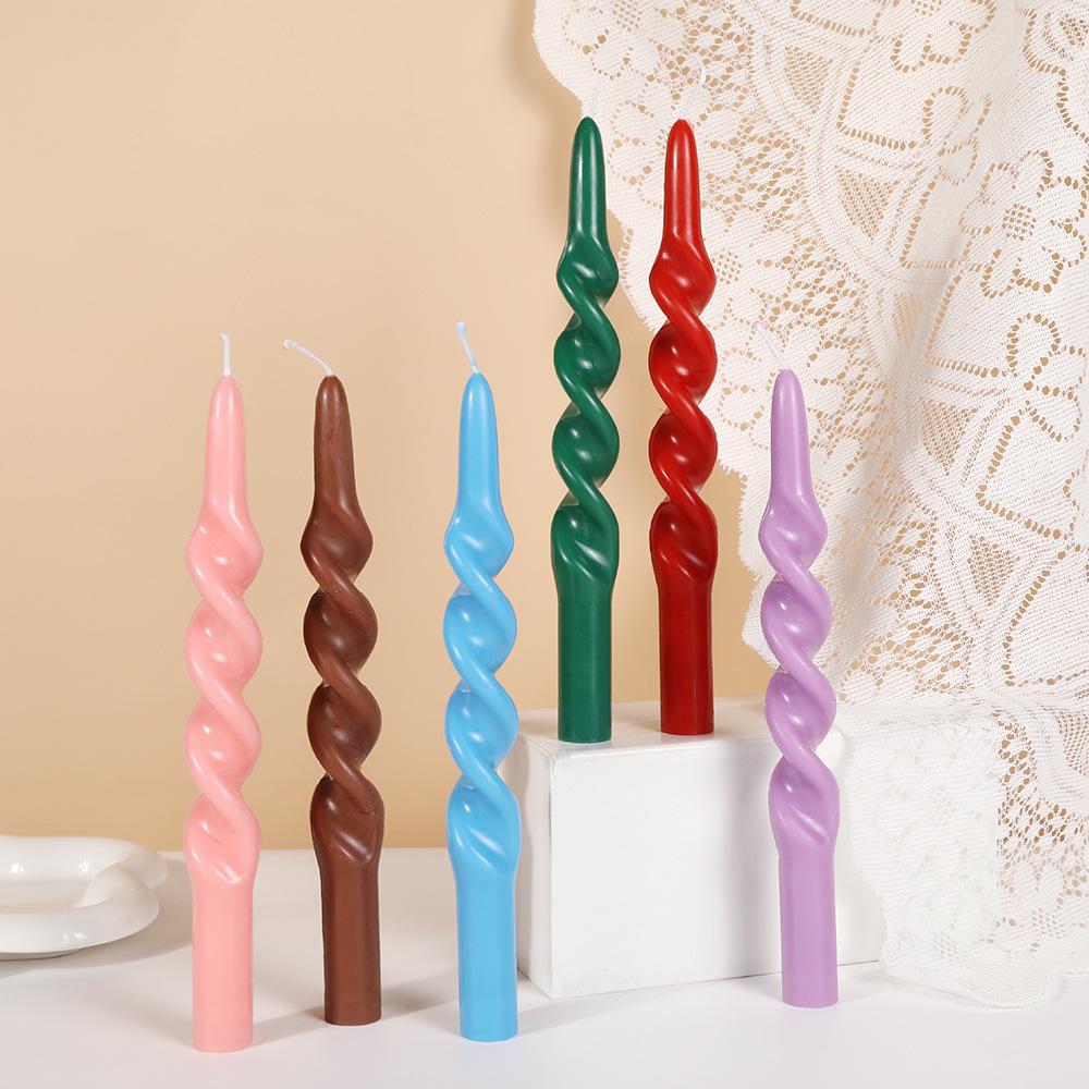 10-inch Classic Colorful Threaded Long Rod Candle Home Creative Odorless Twisting Rod Wax