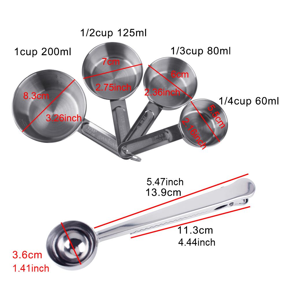 Kitchen Accessories Coffee Measuring Spoon Stainless Steel Baking Tools Kitchen Gadget Stackable 1/4/6 PCS