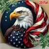 Vintage Patriotic Eagle Round Metal Tin Sign American Flag Wall Art Home Decor