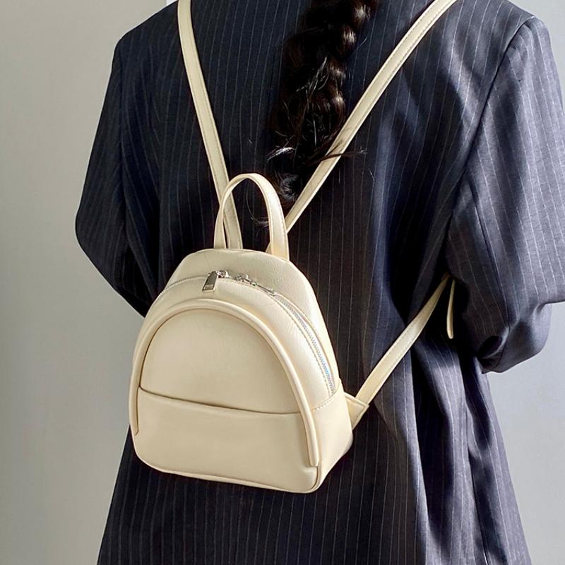 Solid Color Ladies Mini Backpack Fashi Pu Leather Women's Double Shoulder Bag Simple Casual Female Small Handbags Purse Tote