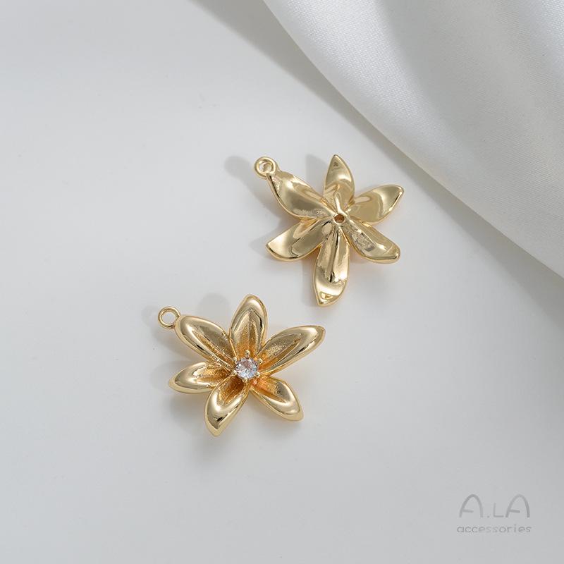 14K Gold Filled Color-Preserving Rose Flower Bow Pendant for DIY Jewelry Making