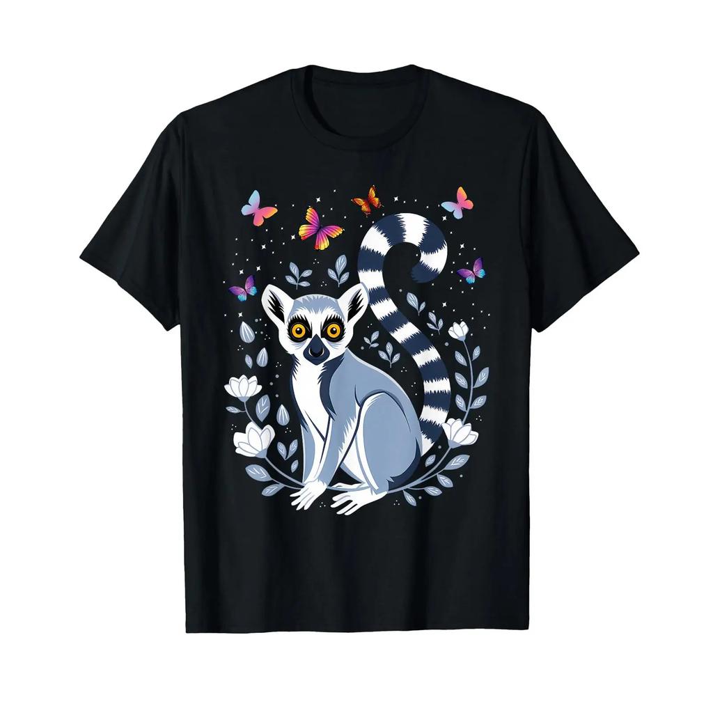 Distressed Lemur T Shirt Vintage Versatile Streetwear Unisex Graphic Slightly Stylish Homme Fashion Designer Clothes