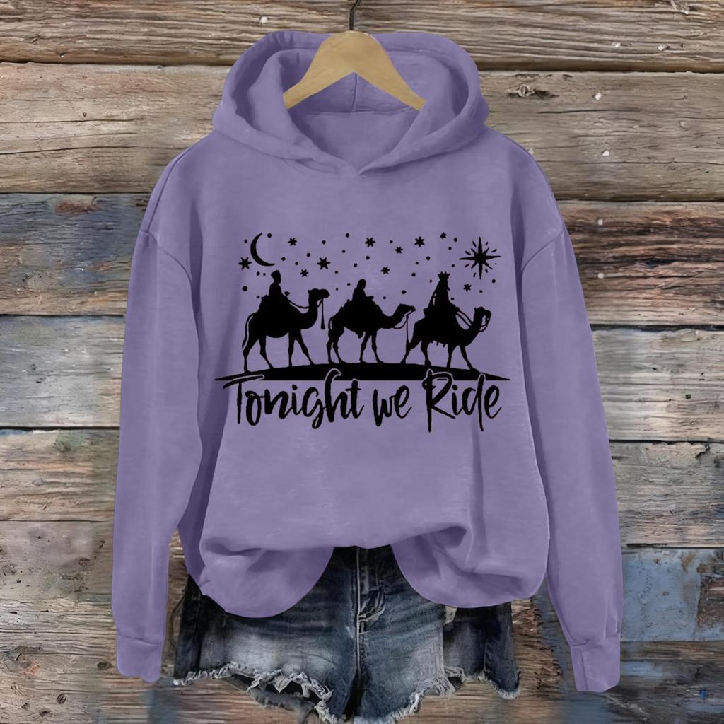 Damen Kapuzenpullover mit Aufdruck, lässig, langärmelig