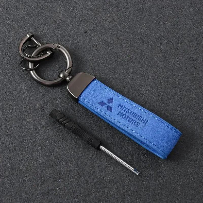 

Suede Keychain Durable Metal Key Ring Car Key Holder for Mitsubishi ASX Outlander Grandis Pajero Galant EVO Eclipse Delica