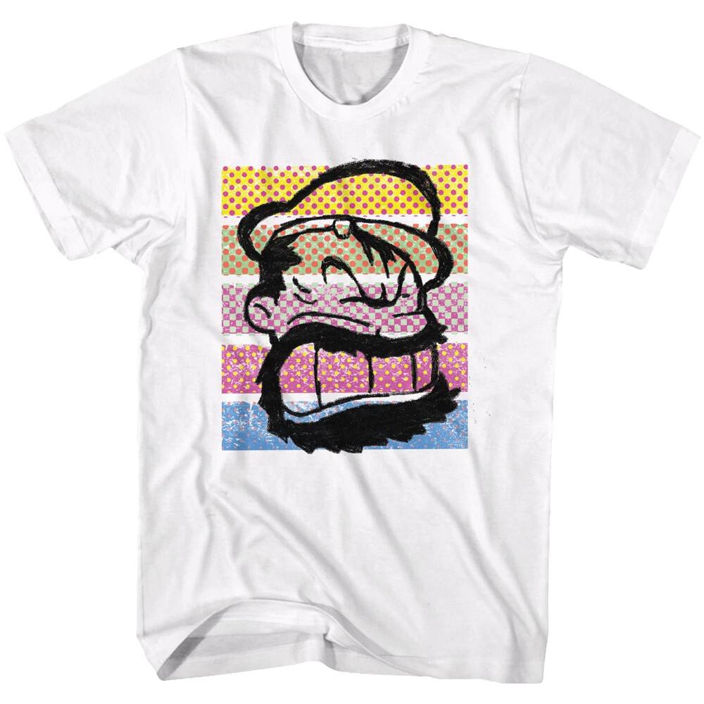 Popeye The Sailor Man Cartoon Bluto Multi Color Stripes White T-shirt Size S-5XL S разноцветный