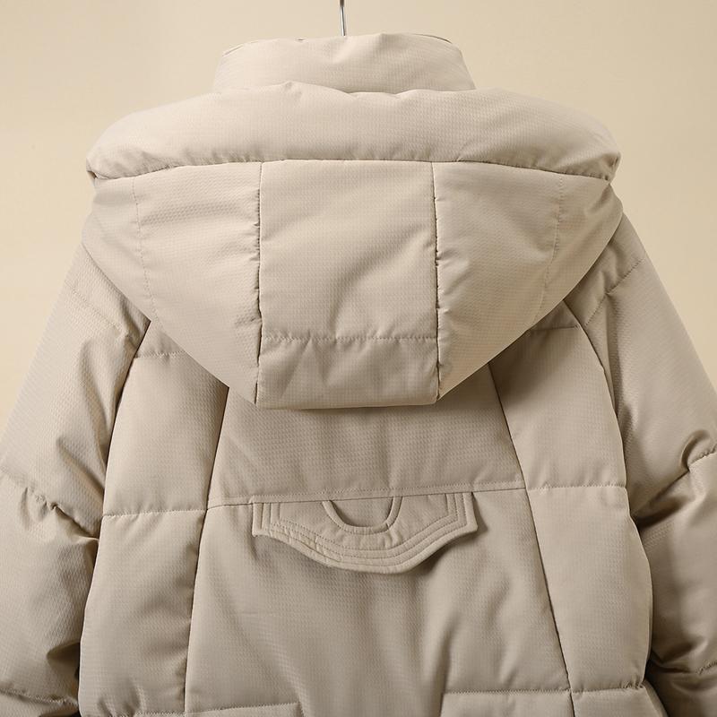 Haină de iarnă la modă pentru femei Parka lungă cu glugă groasă îmbrăcăminte exterioară caldă jachete damă