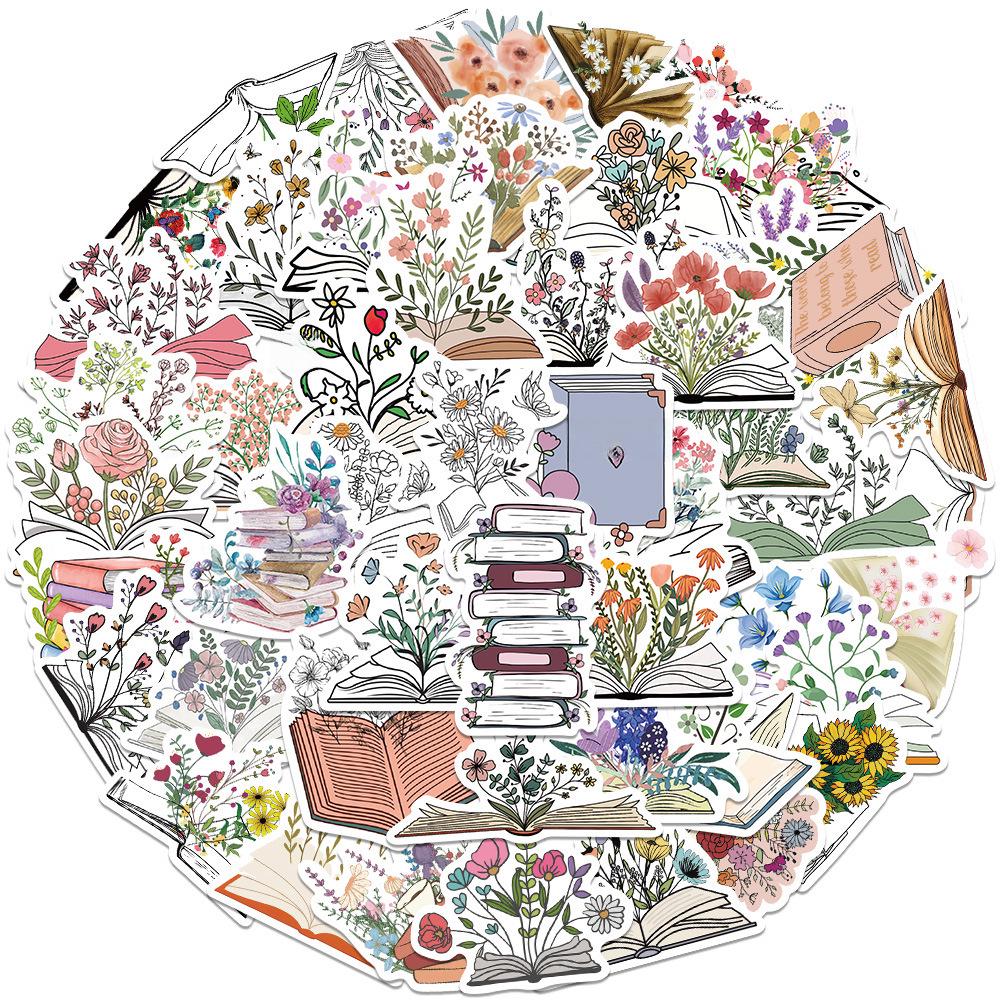 50pcs Personalized Art Flower Stickers for DIY Graffiti - Decorate Water Cups, Laptops, Phones, and Refrigerators.
