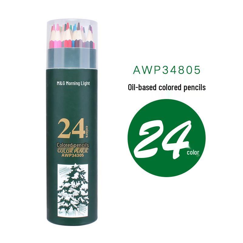 Chen MG 48/24-Color Oil-Based, Water-Soluble Colored Pencils with Watercolor Brush for Beginner Painters