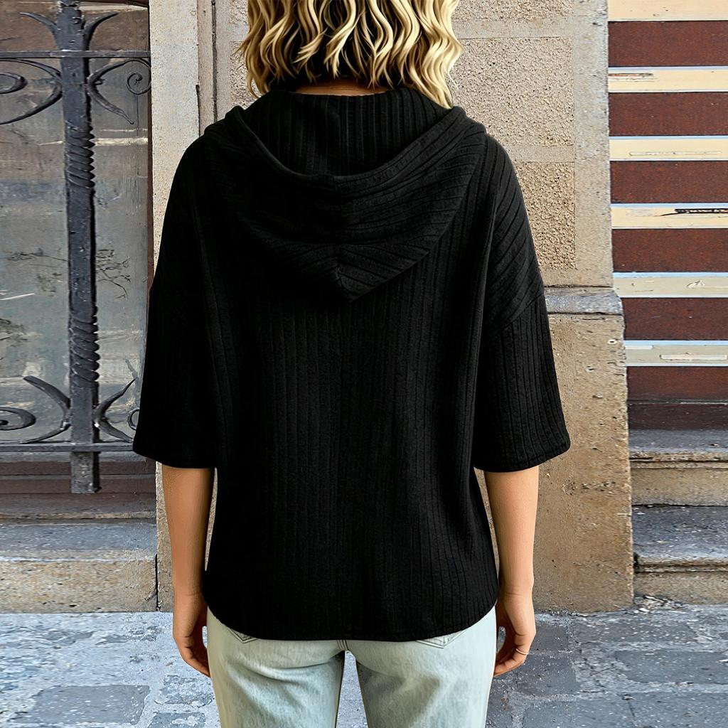 Rippstrick Pullover Hoodie für Damen für Freizeit und Alltag
