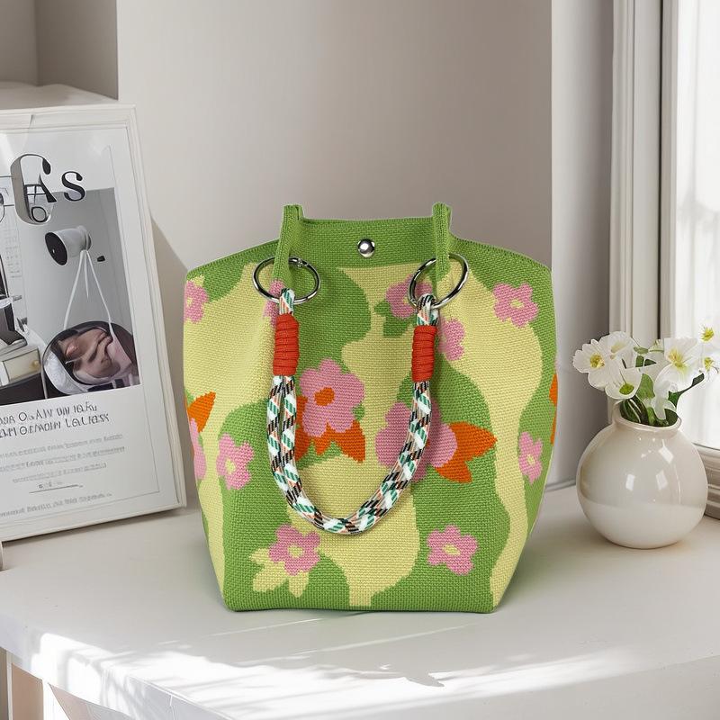 Handgestrickte Handtasche mit großem Fassungsvermögen, lässige, tragbare Pendler-Tragetasche, Umhängetasche, vielseitige Alltags-Handtasche