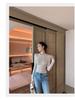 Shanxi Women's 4-Color Versatile Knit T-Shirt: Elastic, Soft, Long-Sleeved, Round Neck Top for Autumn/Winter Wear.