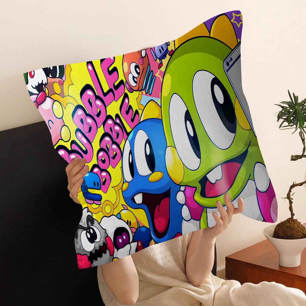 Cartoon Bubble Bobble Game Cushion Cover Pillow Cover Decor Pillowcase Printed Cushion Case for Couch