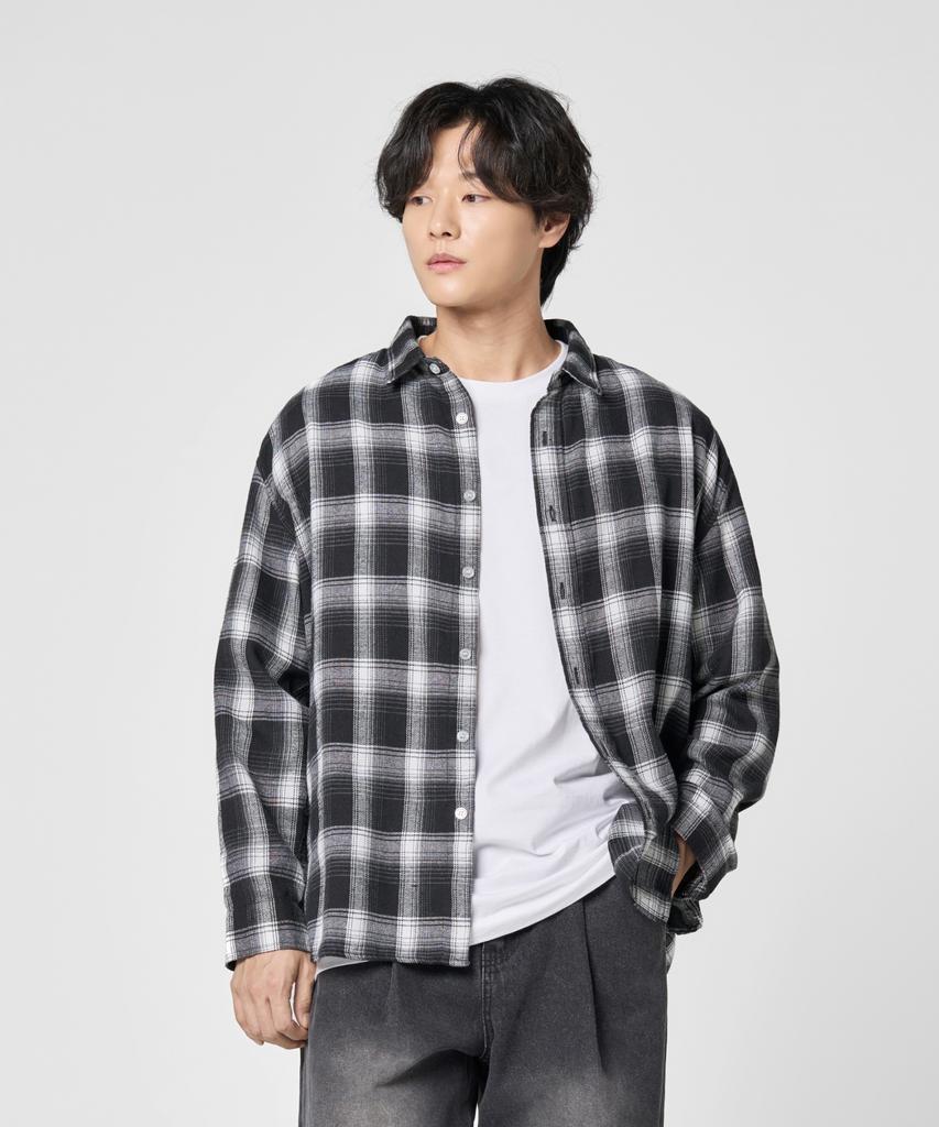 AGOD Oversized Flannel Check Shirt [Black]