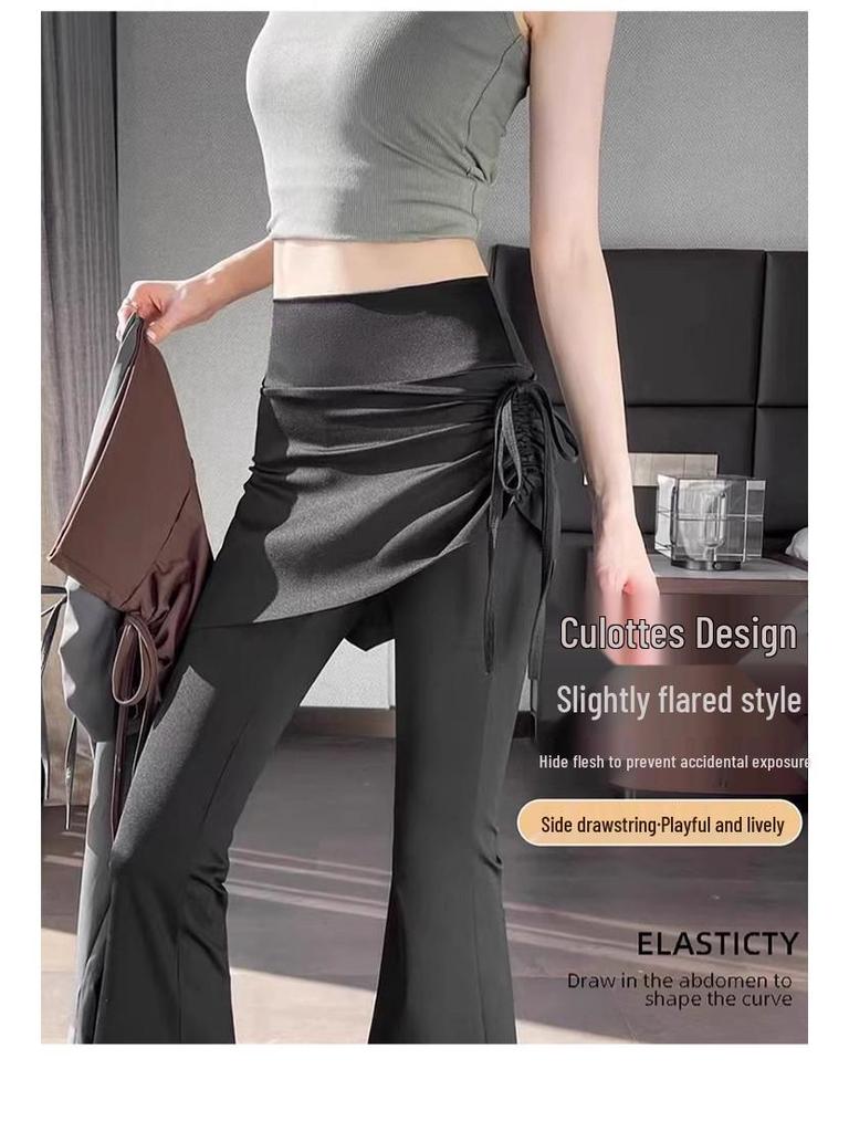 Damskie spodnie do jogi z podszewką polarową, lekko rozszerzane u dołu - Slim Fit, Odzież sportowa Jesień/Zima do biegania, Pilatesu, Fitnessu