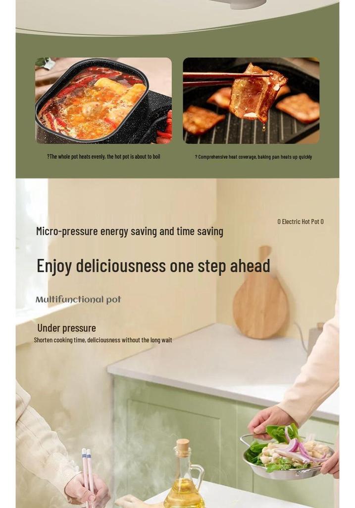 2-in-1 Electric Grill & Hot Pot: Multi-functional BBQ Griddle & Hot Pot Combo for Home Use
