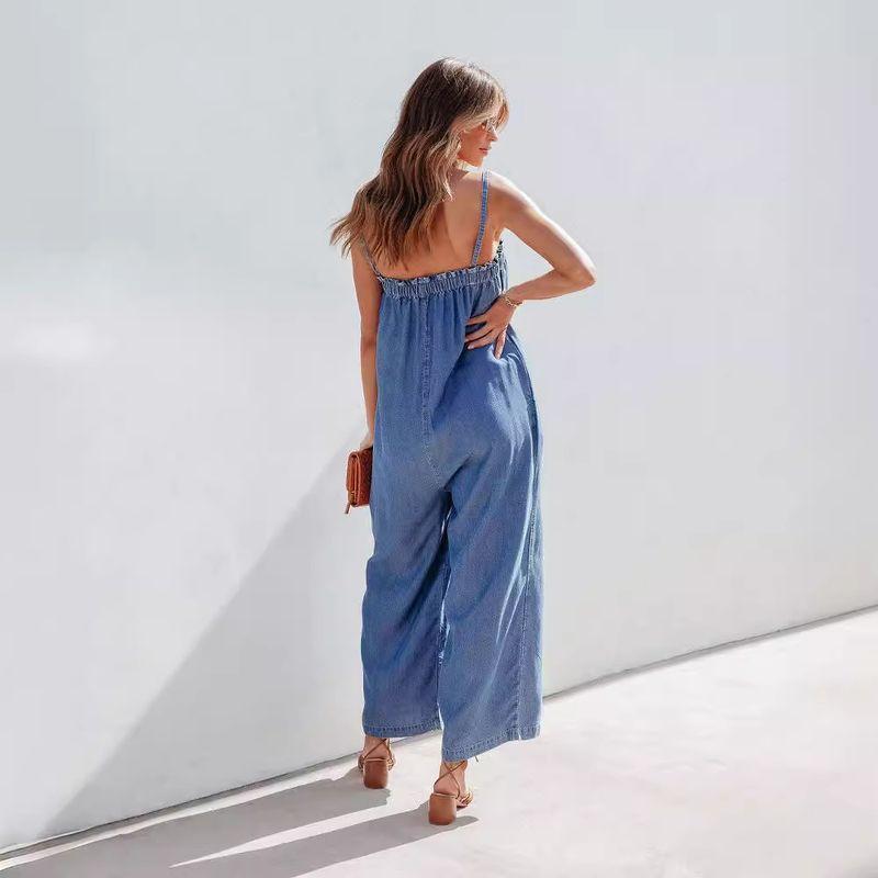 Jumpsuits Summer Loose High Waist Fashion Suspenders Jumpsuit Slim Looking Loose Pants Cropped Casual Suspender Trousers