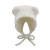 Lace-up Ear Protection Hat Warm Plush Beanie Cap Cute Bear Ears Knit Hat  Cold Weather