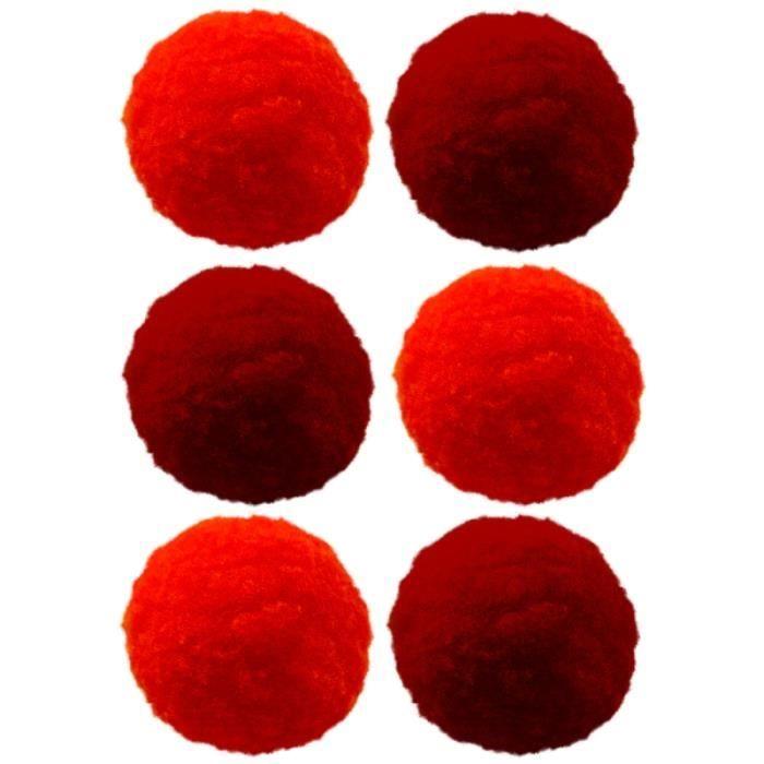 Pompoms - Red - 4 Cm - 6 Pcs