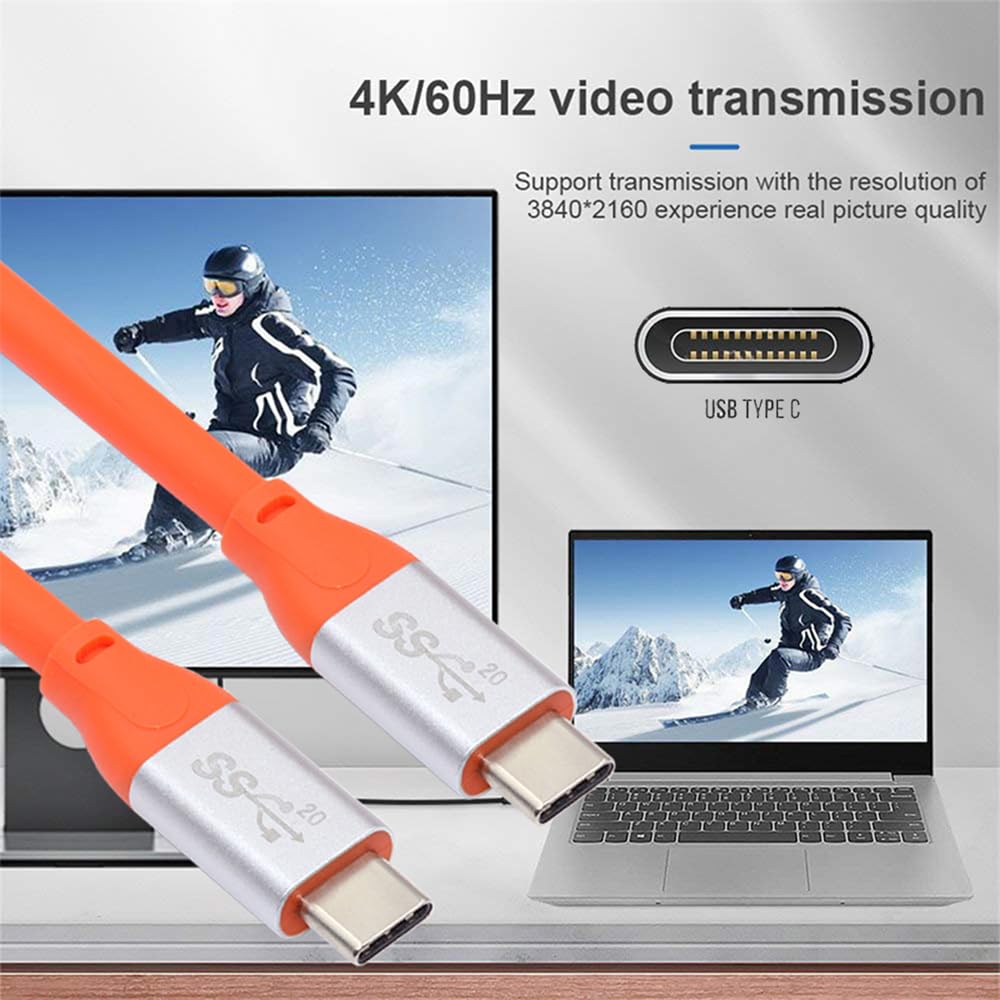 Cablecc 20Gbps 100W USB Ultra High USB Hyper Flexible 50cm 3.2 Male-to-Male Cable, Soft, Flex, 8K, 5K, 4K, 4.0, Cord,