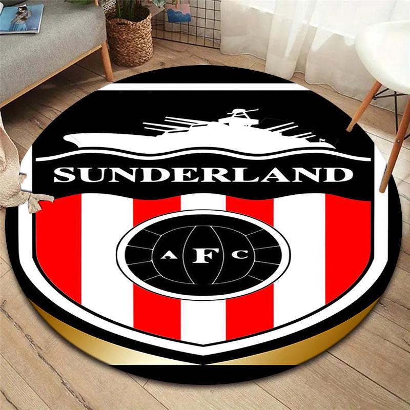 Sunderland Association Football Club Round Area Rug,Carpet Rug for Living Room Bedroom Sofa Playroom Decor,Non-slip Floor Mat