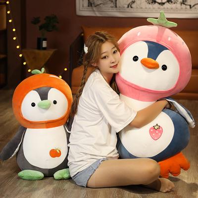 1pc Cartoon Penguin Stuffed Animals Plush Toys Soft Doll Dress Up Strawberry Orange Kids Plushie Doll Girls Gift