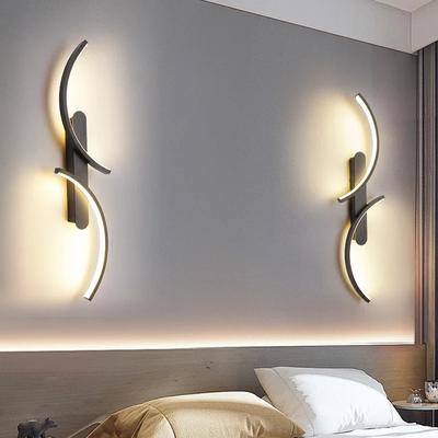 Lampă de perete modernă cu LED pentru cameră Lumini cu LED Lampă pentru dormitor Lampă de perete cu două curbe de noptieră Decor pentru interior Corp de iluminat de interior