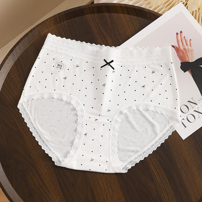 Big Size Female Spring and Summer Flower Lace Edge Pure Cotton 10a Extension Crotch Triangle Briefs