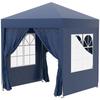 2x2 M Pop Up Gazebo With Curtain Walls And Windows Blue