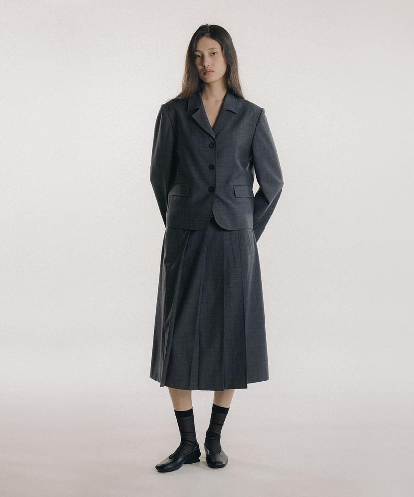 Beullaengkeulumumeon Fleur Pleated Wrap Skirt_Gray