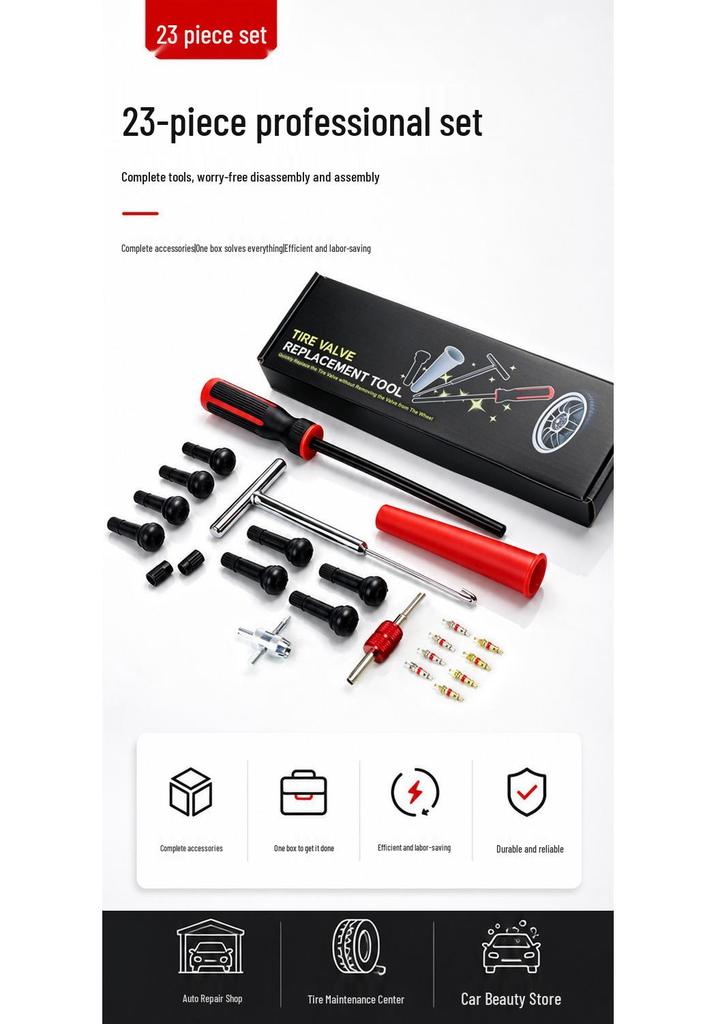 Tire Valve Stem & Core Installation and Repair Tool Kit