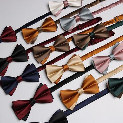 Einfarbige Fliege Herren, Zweifarbige Farbabstimmung Polyester Schwarz Burgunder Anzug Bankett Trauzeuge Schleife