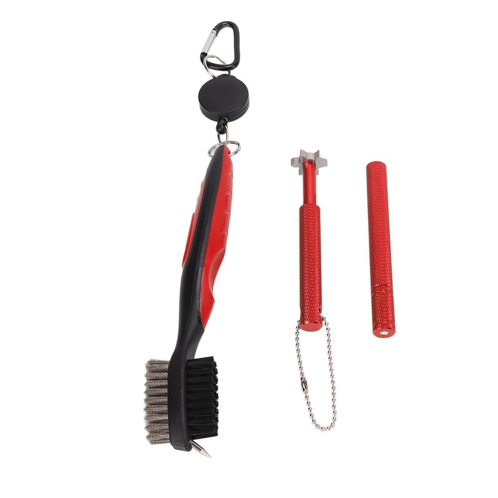 Golf Club Cleaning Kit Retractable Brush Groove Cleaner Club End Cleaner Durable Plastic Steel Golf Club Cleaner Red