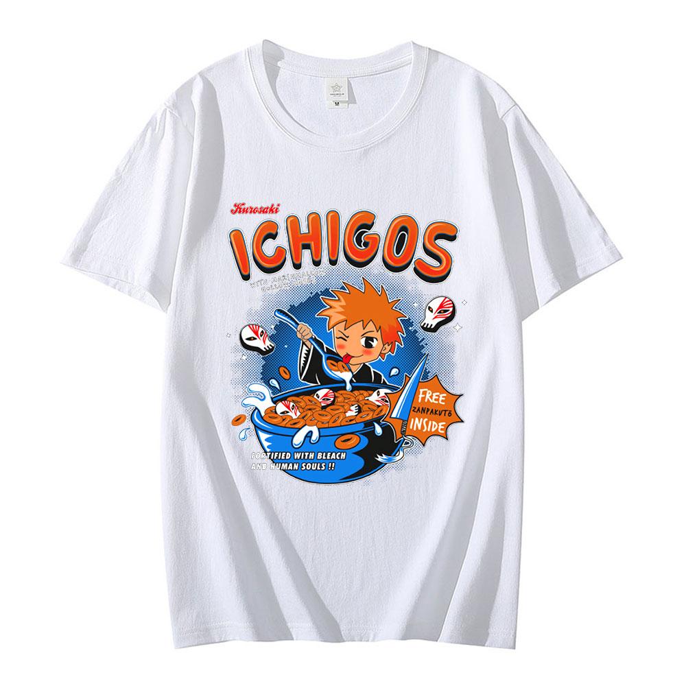 

Популярная японская футболка с изображением аниме «Блич», полые хлопья, футболка с рисунком Куросаки Ичиго, забавные футболки в стиле Харадзюку с героями мультфильмов Зараки Кенпачи 4XL