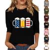 Pullover da donna con colletto stampato, manica a tre quarti, casual e alla moda