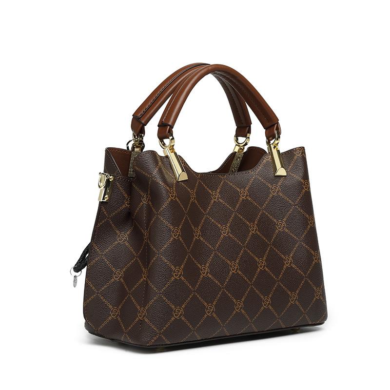 

New women s bag retro fashion versatile handbag letter printed bucket bag diamond shoulder messenger bag