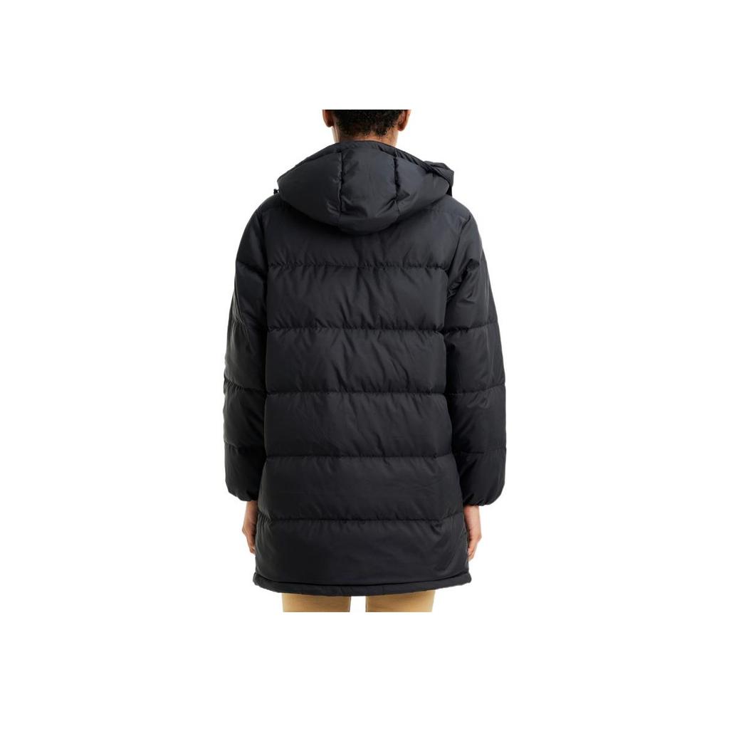 Levis FW22 Solid Color Mid-Length Hooded Long Sleeve Down Jacket Unisex Outerwear Black A3287-0000